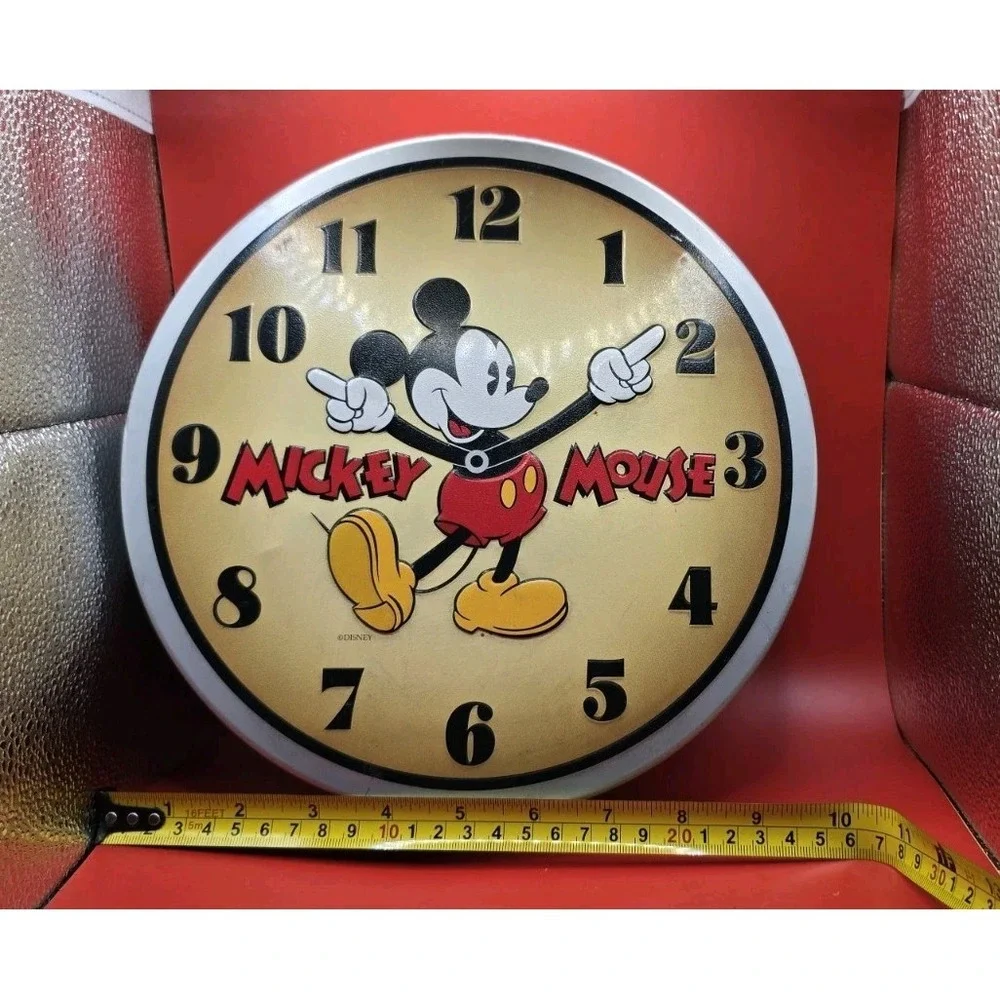 Vintage 1996 Mickey Mouse Disney Clock Tin Container Canister Made in USA
